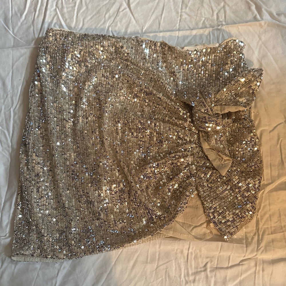 Free People Sequin Silver Skirt